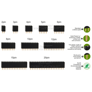 Foro passante singola fila femmina 2 3 4 5 6 10 12 15 20 40 Pin placcato oro 2.54mm Pitch Pinheader connettore per Pcb - Product Image 3