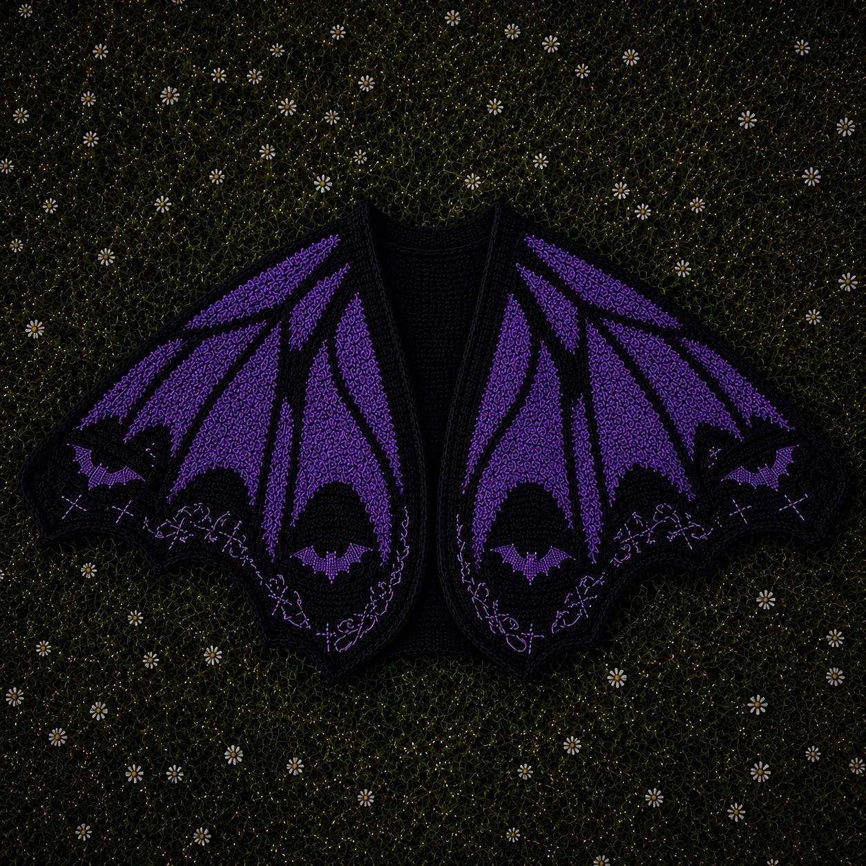 Mantón de murciélago-negro y morado