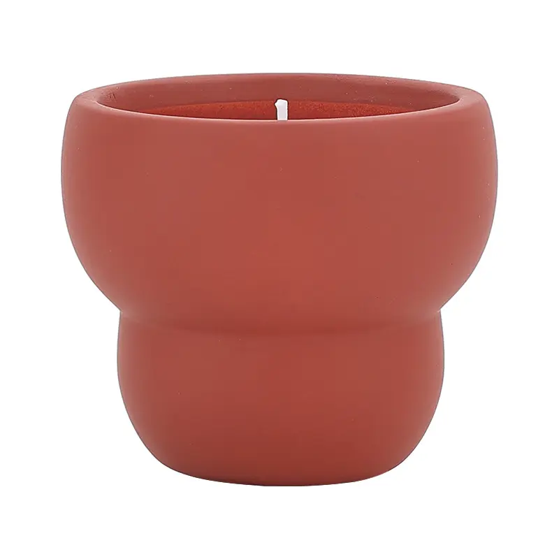 Tarro de vela de cerámica de aspecto cerámico Tarro de vela de cerámica naranja de 10 oz