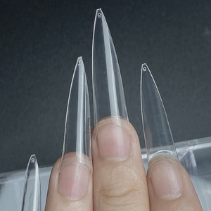 เล็บปลอม500ชิ้น,เล็บปลอม ABS ครึ่งฝา XXL ใสปลายเล็บ Stiletto 4XL ชิ้นกล่อง No C Curve - Product Image 4