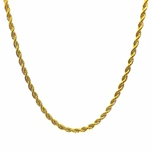 Erkek paslanmaz çelik Twisted altın renk Link zinciri kolye yeni klasik 3/4/5mm halat zincir yıldönümleri için altın kaplama ile - Product Image 1