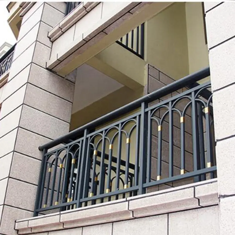 Outside Banister Terrace Railings Galvanized Residential Metal Balcony Guardrail Square Tubular Design Porch Railing for europe