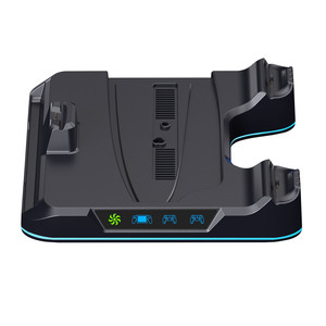 PS5/PS5 Pro/Slim DE/UHD充電ステーション用KJHユニバーサル冷却ゲームコンソールスタンドPS5コントローラーおよびLED付きPSポータル用 - Product Image 2