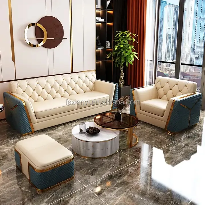 Novo design Chesterfield estilo de vida móveis sofá couro sofá venda couro sala sofás