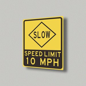 ป้ายจำกัดความเร็ว 'slow 10 mph' ที่มีความคมชัดสูง-เหมาะสำหรับพื้นที่ที่มีความสำคัญด้านความปลอดภัย - Product Image 2