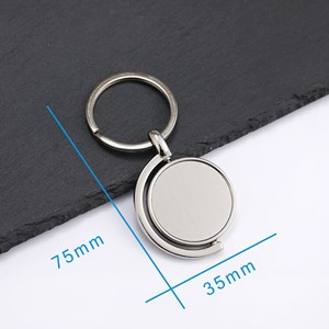 定制旋转金属标签钥匙链双面旋转毛坯旋转圆形金属钥匙链 - Product Image 5