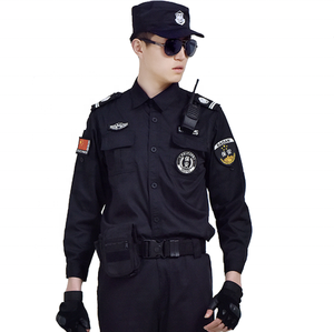 定制高品质黑色工作服套装保安制服样品 - Product Image 3