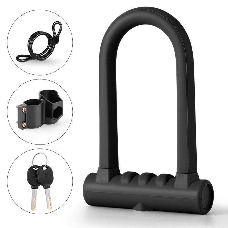 Antivol en U en silicone noir avec câble en acier
