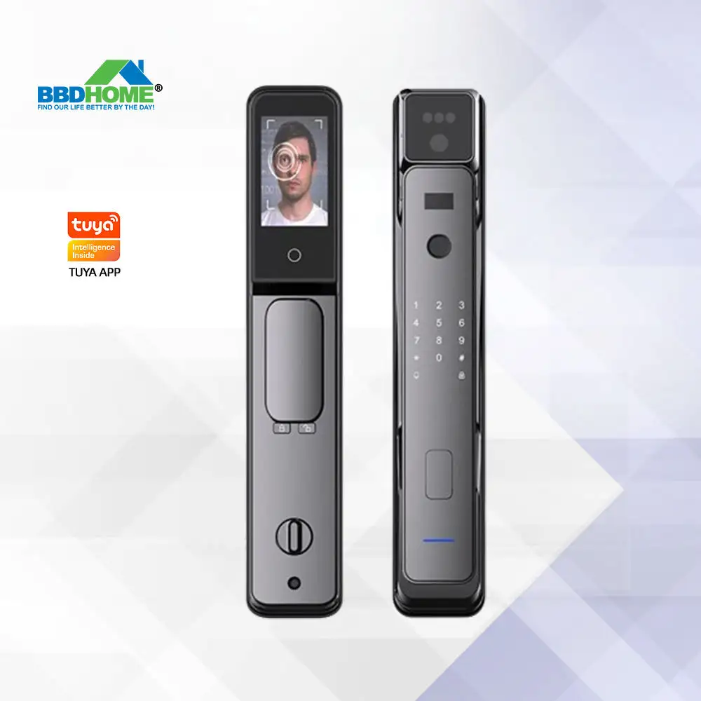 BBDHOME tuya automatic biometric lock rfid IC cardf Wifi APP combination 3D face fingerprint smart door lock with camera