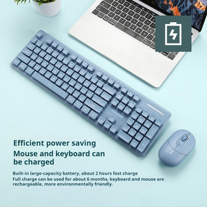 <span class=keywords><strong>XINMENG</strong></span> N528 basit beyaz mavi kablosuz 2.4G şarj edilebilir çift modlu klavye fare kombo ofis ve oyun için