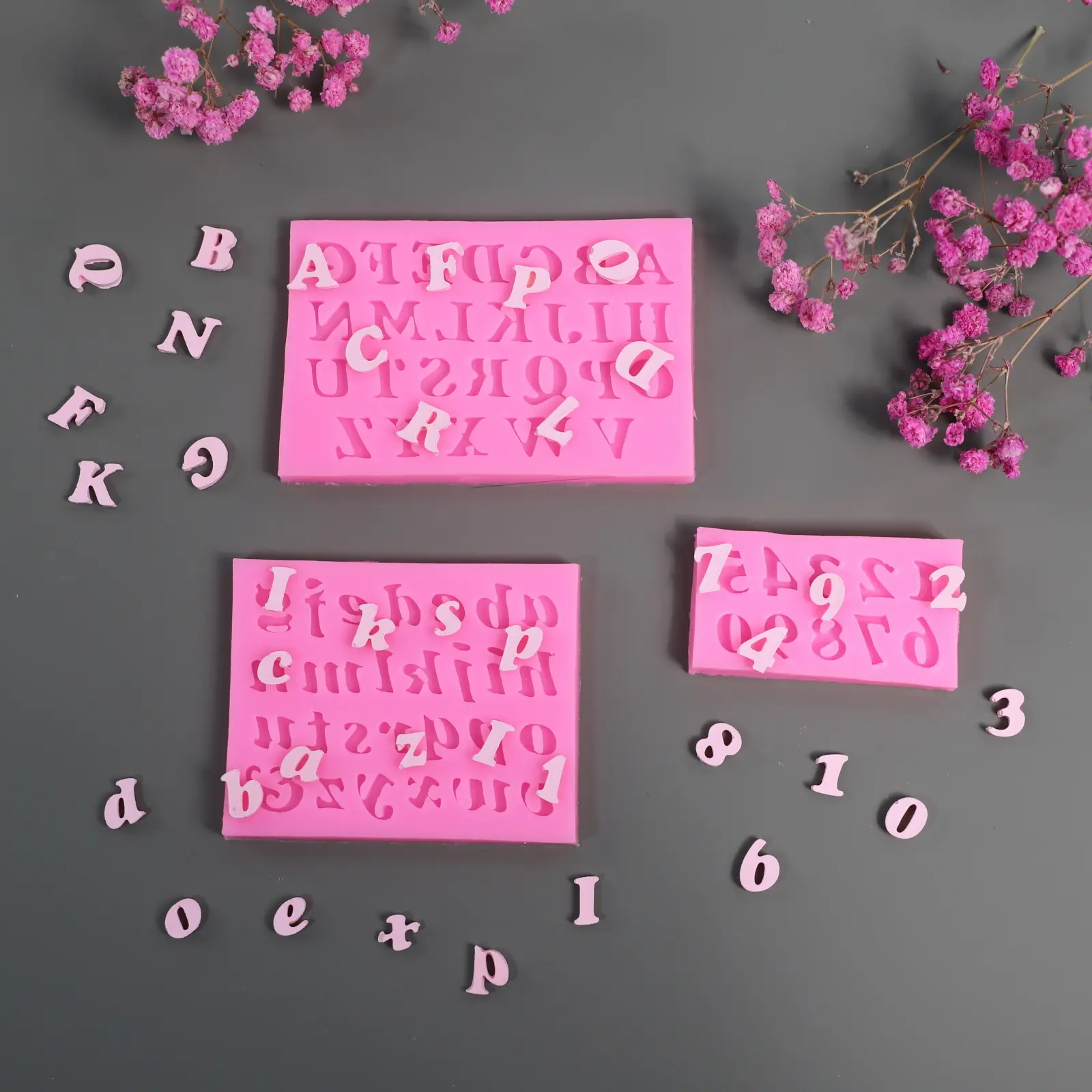 Besafe Silicone Lettre Majuscule Minuscule Alphabet Numéro Fondant Moule pour Faire des Décorations de Gâteau de Bonbons