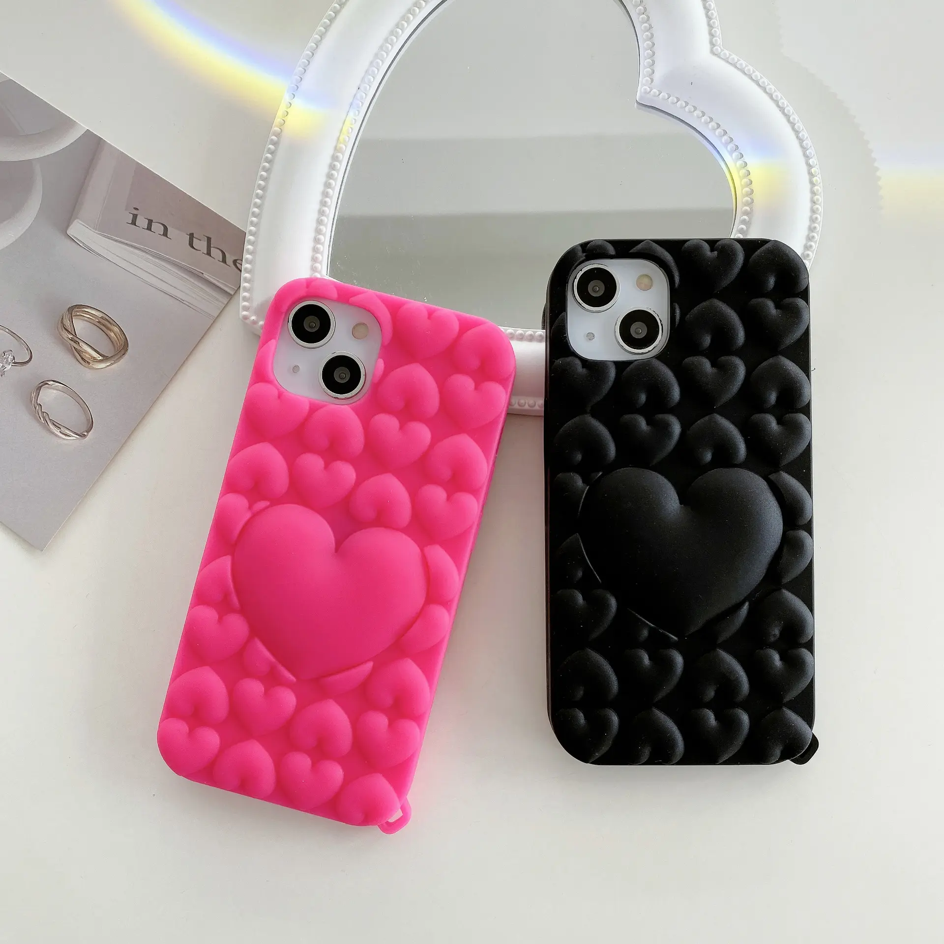 Capa de telefone estilo coração bolha para iphone 14 pro max silicone kawaii gel capa de telefone feminino para iphone 14 pro