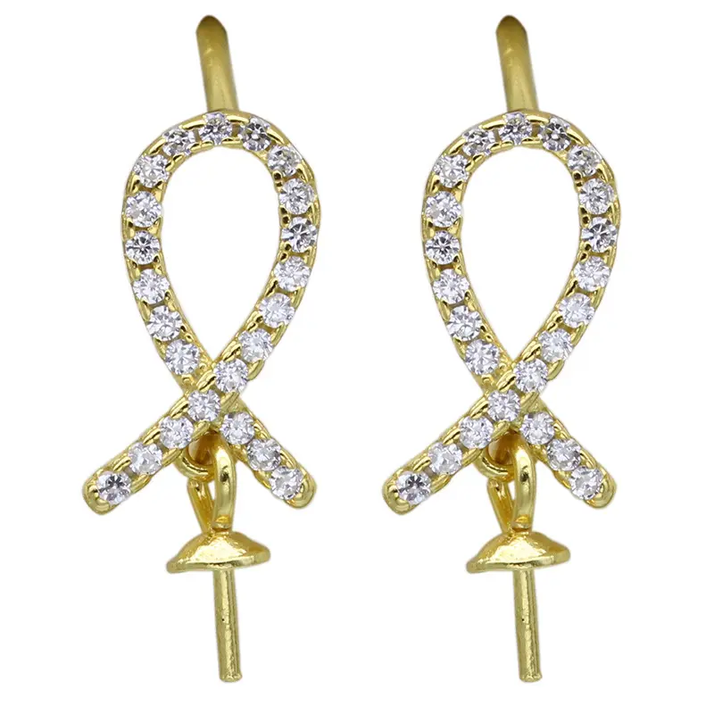S925 orecchini di perle in argento sterling accessori di supporto vuoti fai da te orecchini fatti a mano montaggi