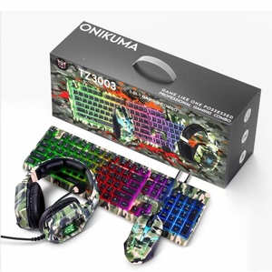 ONIKUMA <strong>3</strong> in <strong>1</strong> Combo Wired <strong>Keyboard</strong> <strong>and</strong> Optical <strong>Mouse</strong> Combo RGB Backlit Gaming <strong>Keyboard</strong> USB Plug <strong>and</strong> Play for Windows PC Gamers - Product Image 2