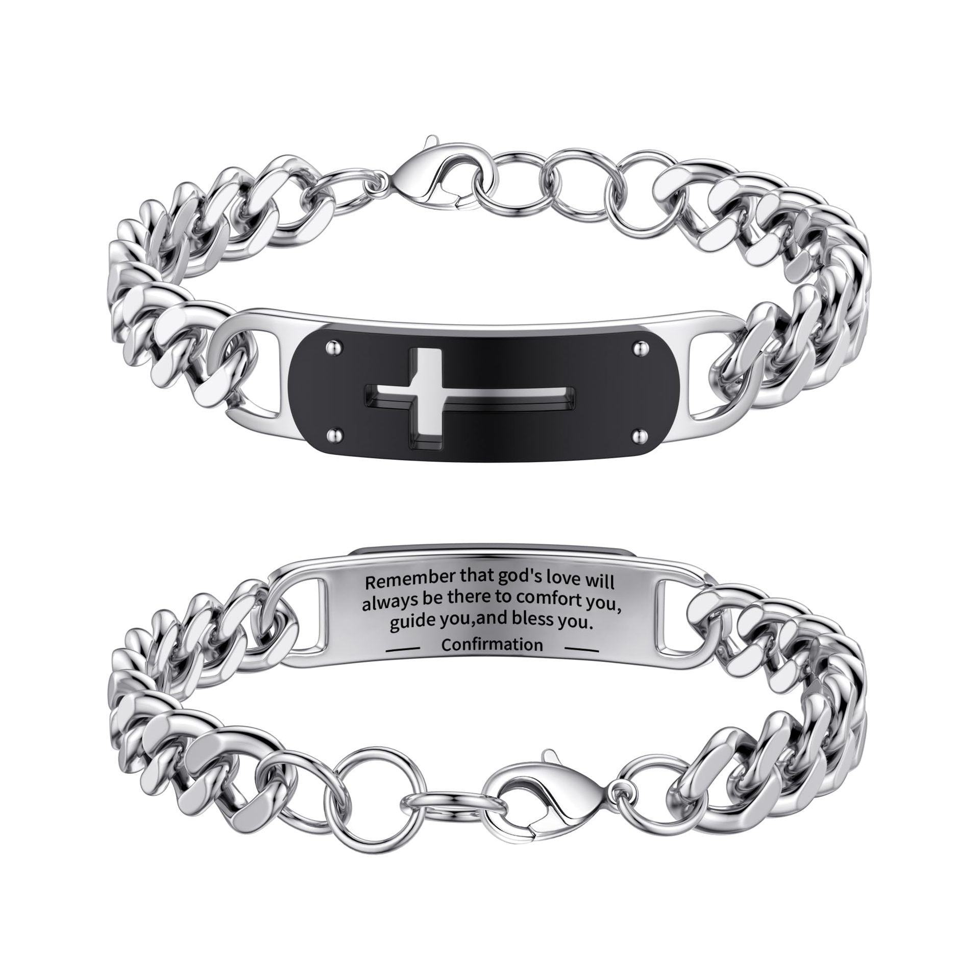 Bracelet croix courbée gravée