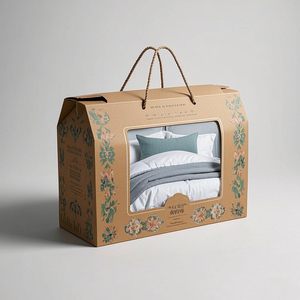 Customizable Color-Printed Outer Packaging <strong>Box</strong> for Bedding with Window and Rope Handle - Product Image 2