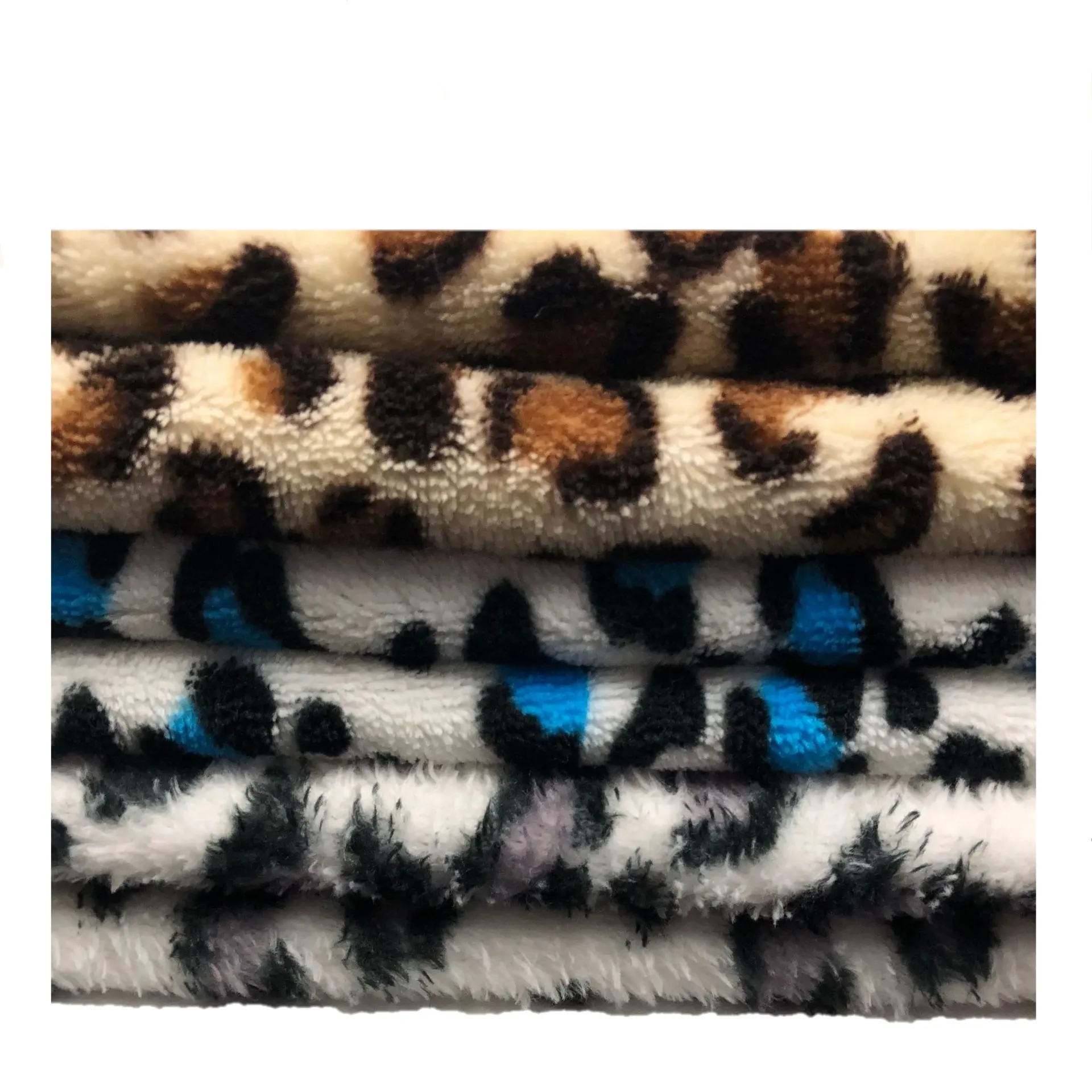 Tela de pijama de 230gsm de peso medio de doble cara de lana de coral con estampado de leopardo