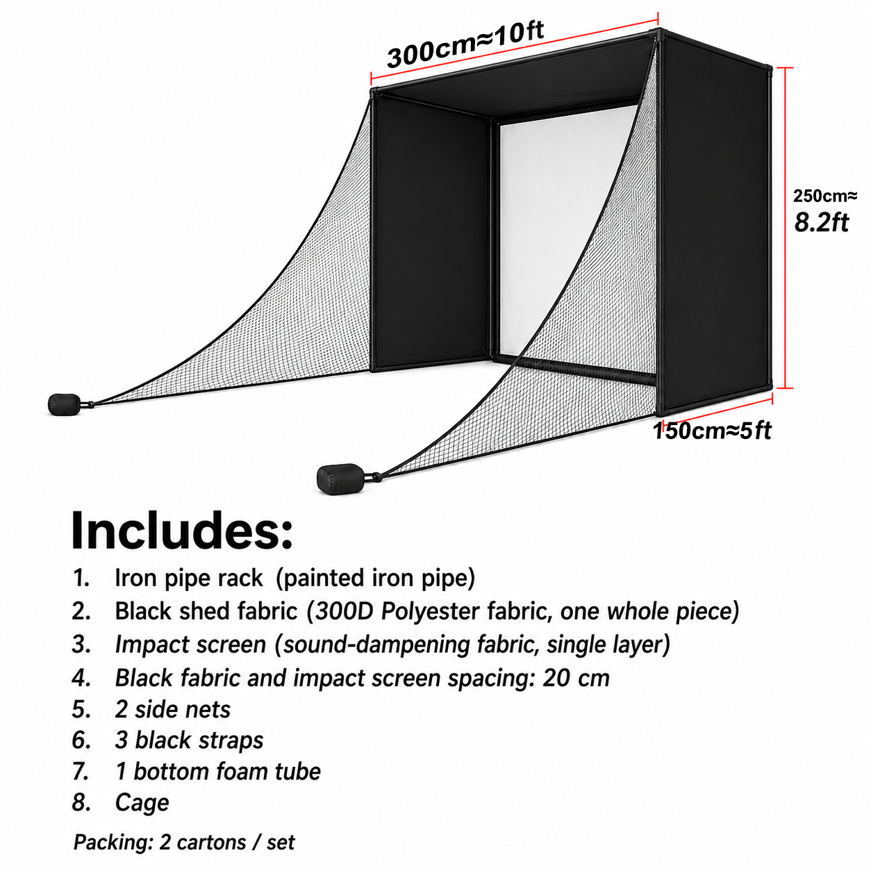 10ft*5ft*8.2ft base black enclosure