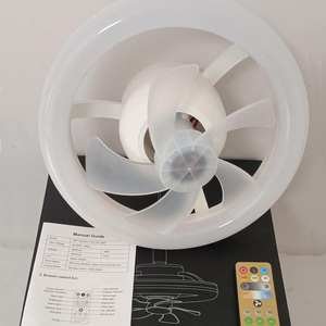 带遥控的吊扇灯二合一多功能圆形现代可调光E27家用办公室带灯吊扇 - Product Image 1