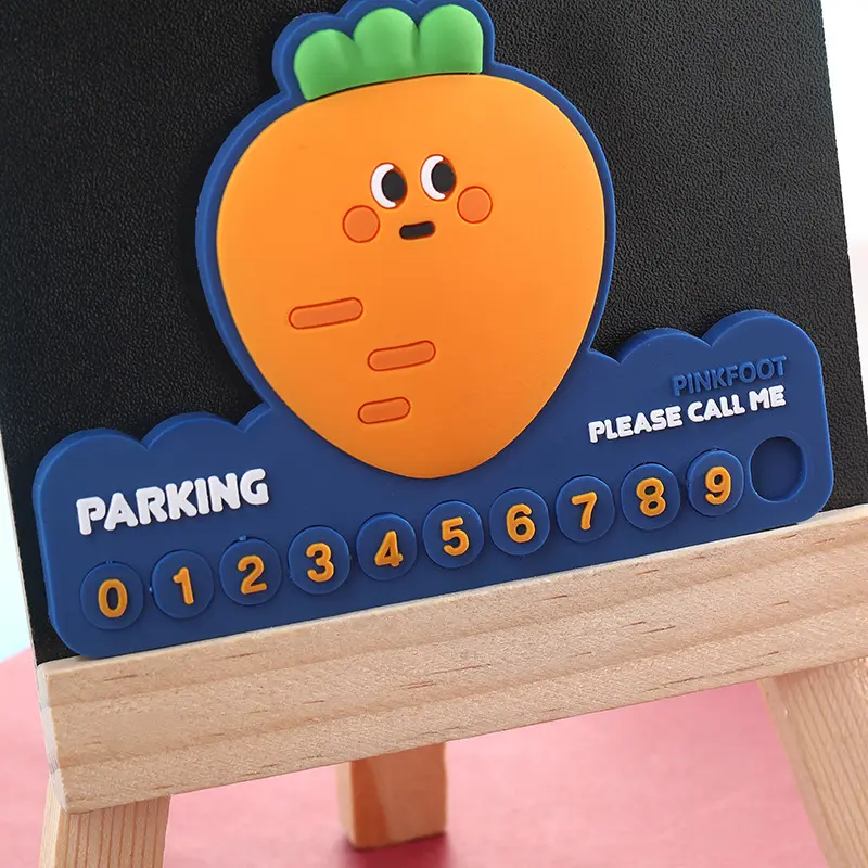 LOGO personalizzato 3d cartoon moving rubber silicone pvc car numero di telefono temporaneo targa parcheggio segno carta di parcheggio