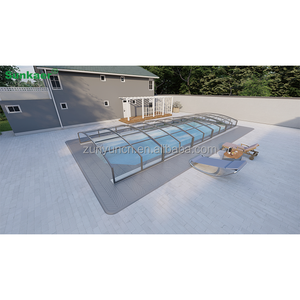 高品质隔热强风阻游泳池实心盖高铝型材伸缩泳池外壳 - Product Image 4