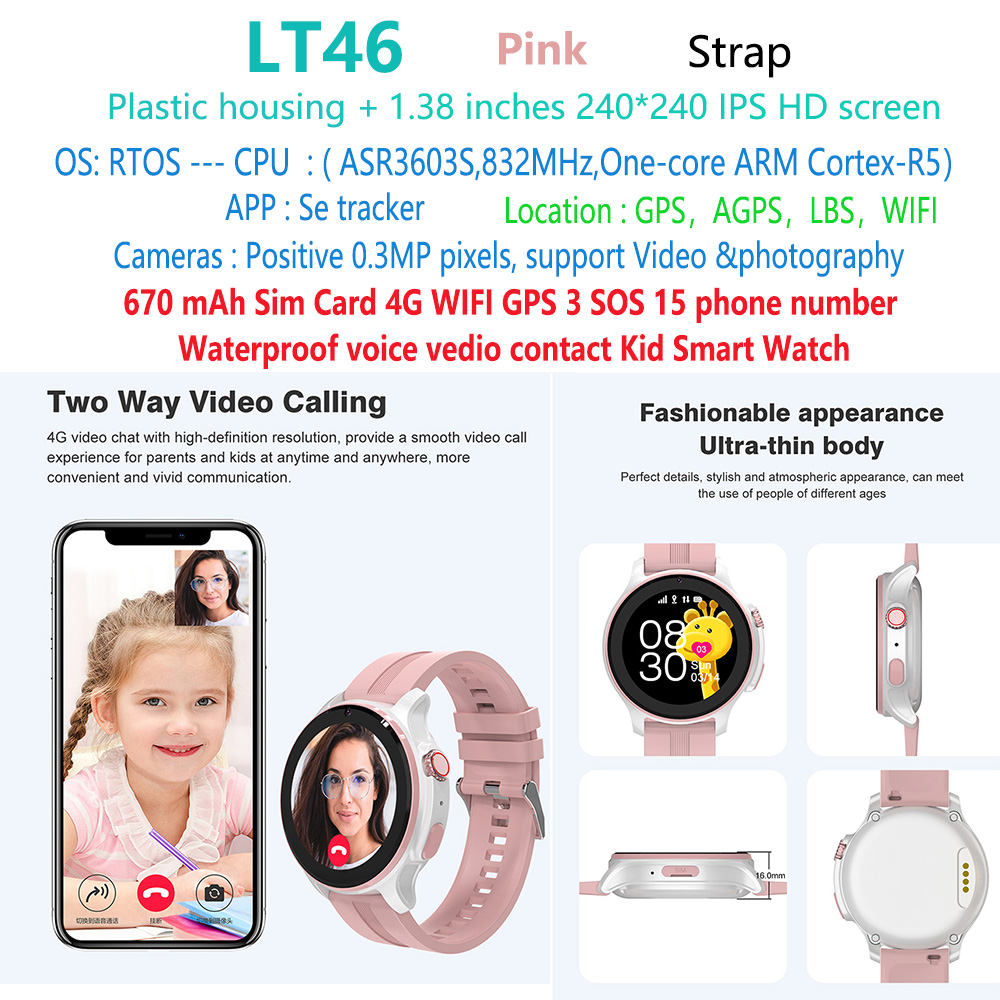 Pink LT46-kid-4g-sim-sos-gps-tracker-smart-watch