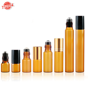 Amber 1ml 2ml 3ml <strong>5ml</strong> 10ml Roll on Bottles Leak-proof Cap <strong>Perfume</strong> Bottles Stainless Steel 10ml Roller Bottles - Product Image 1