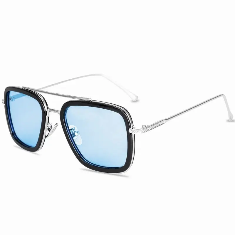 Tony Stark-gafas De sol De Estilo Vintage para hombre y mujer, Lentes De sol unisex con marco De Metal cuadrado