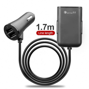 ที่ชาร์จในรถแบบ USB 4พอร์ตสำหรับชาร์จในรถยนต์ QC3.0ได้อย่างรวดเร็วอะแดปเตอร์ USB อเนกประสงค์สำหรับรถยนต์พร้อมสายต่อ5.6ft - Product Image 1