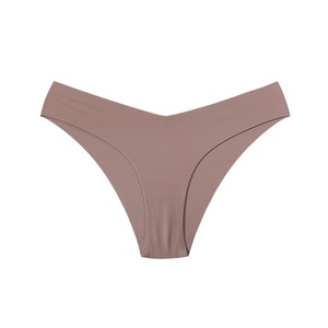 Logotipo personalizado sin costuras sin rastro No Show hielo seda en forma de V Tanga bragas ropa interior Mujer Sexy G-string sin costuras Tanga cómodo - Product Image 5