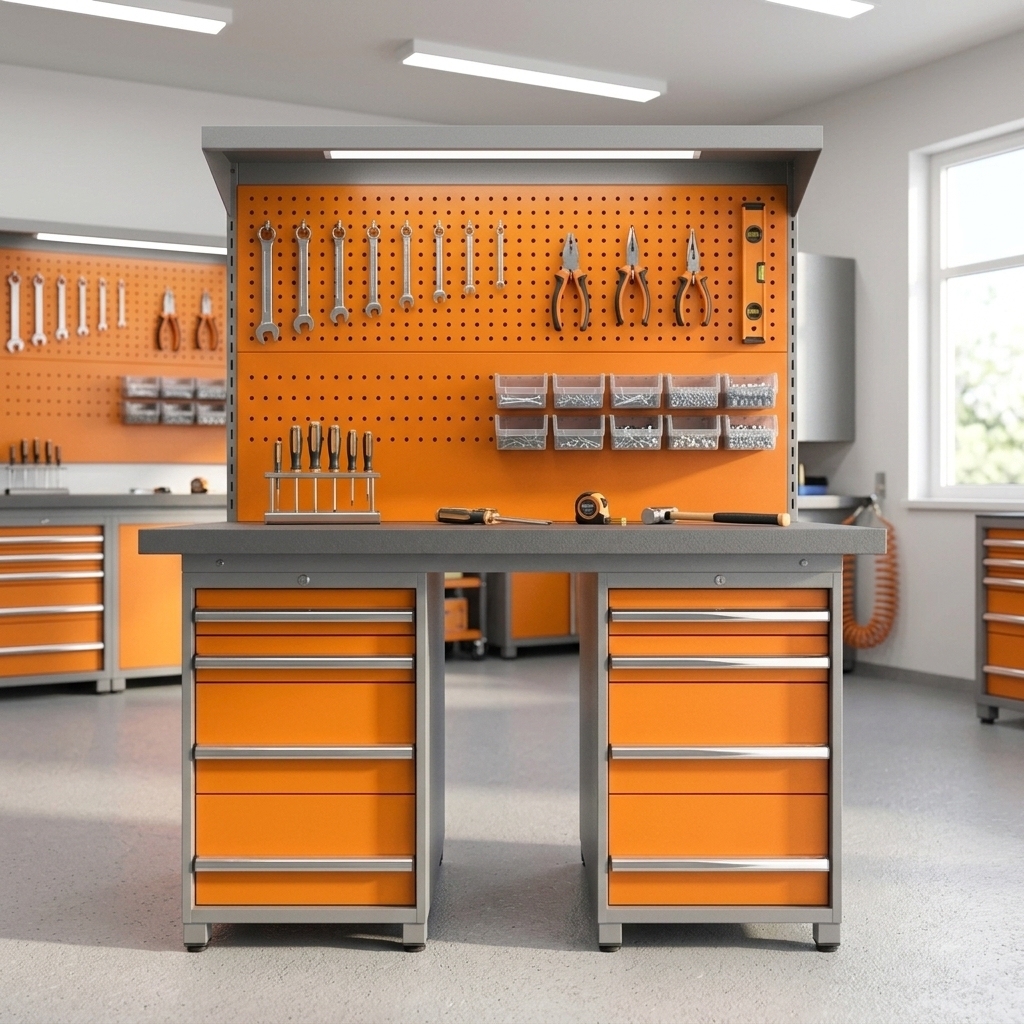 Heavy Duty Garage Workbench with Pegboard 10 Drawers