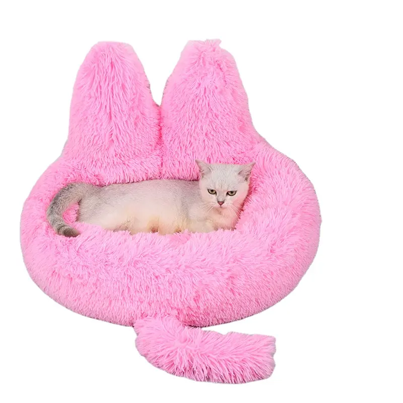 2022ホット販売新デザイン中国メーカー卸売フェイクファーポータブル折りたたみコーラルラウンドペット花かわいい犬用ベッド