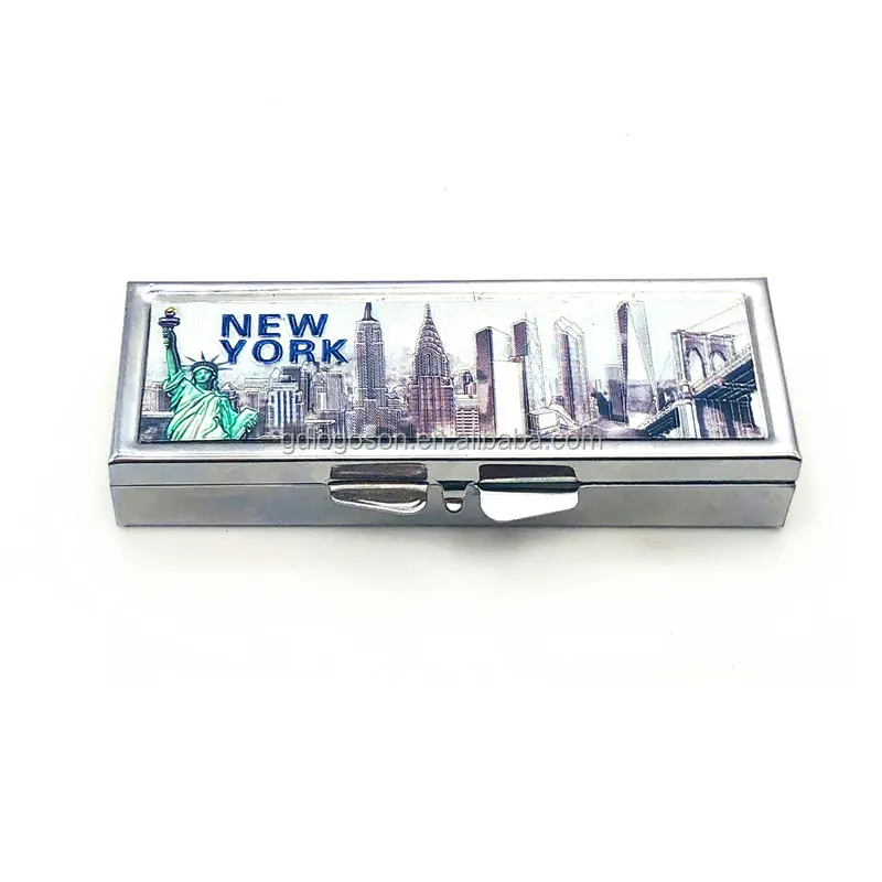 Souvenir Pill Box Benutzer definierte New York Scenic Image Folie Papier 7 Tage Pille Aufbewahrung koffer