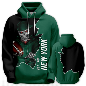 Bán Buôn Cho Các Đội Bóng Đá Đội Mũ Trùm Đầu Áo Thành Phố Skull Dài Tay Áo Bóng Bầu Dục Áo Thun Tinh Thần Đội Quà Tặng Người Đàn Ông Phụ Nữ 100% Polyester - Product Image 5