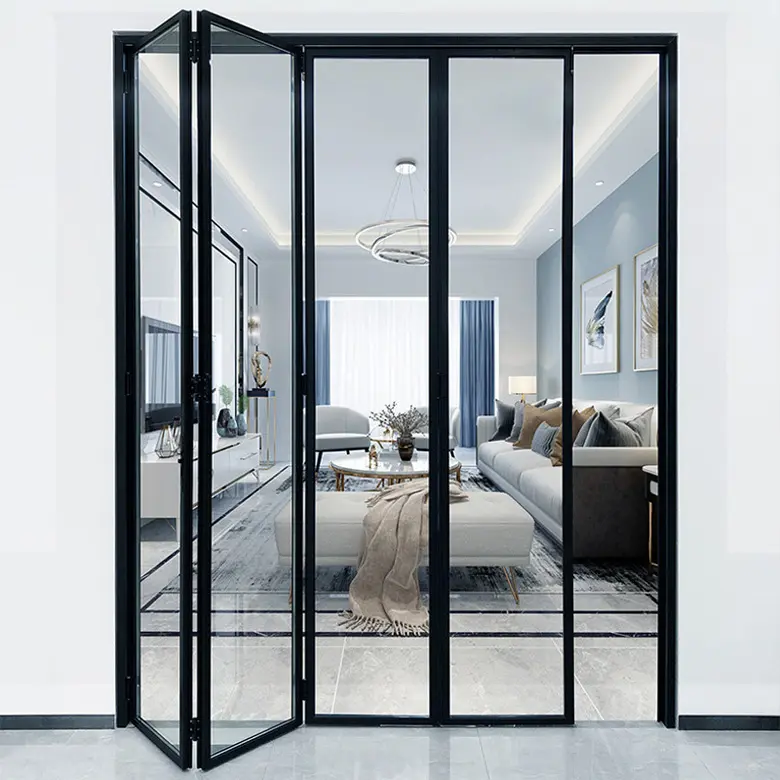 Porte Bifold interne più vendute porte in alluminio Bifold porte in vetro pieghevoli a buon mercato con telaio sottile