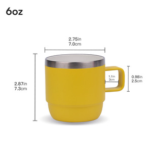 2025 toptan 6oz istiflenebilir paslanmaz çelik vakum yalıtımlı Shot seramik astar ile kapaklı kahve kupa çay bardağı Tumbler