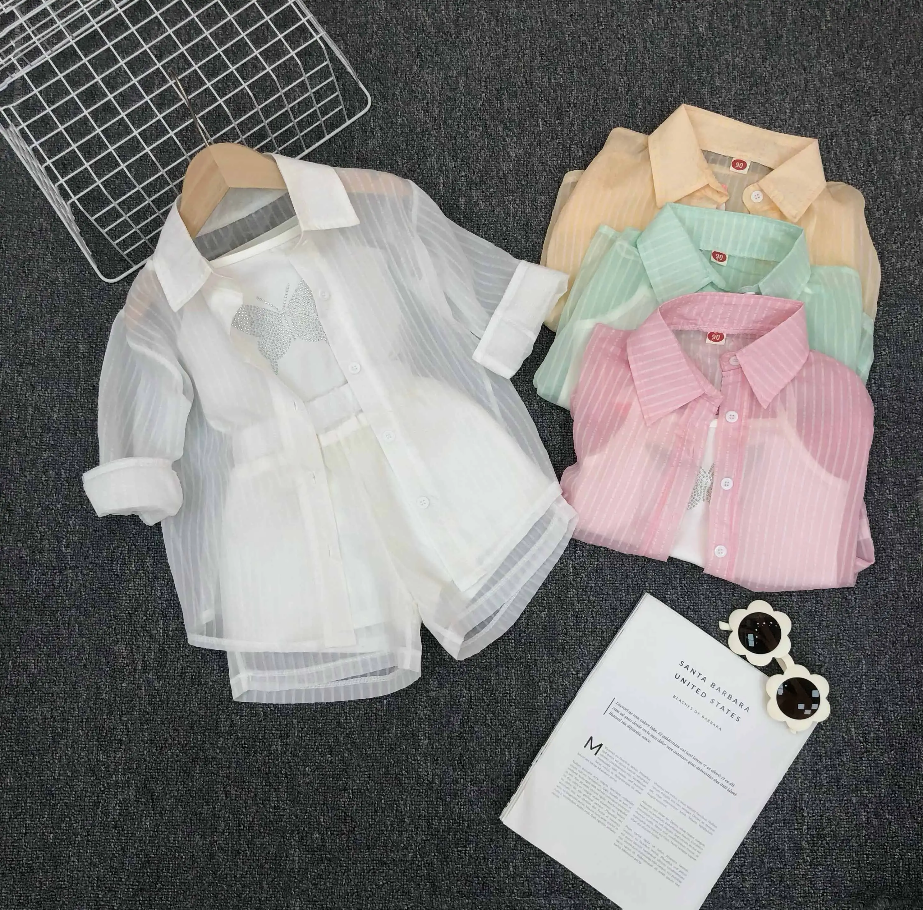 2024 ropa de verano para niños, chaleco acanalado con cuello vuelto, Tops, pantalones cortos, ropa para niñas pequeñas, conjunto de 2 uds, conjuntos de ropa para bebés