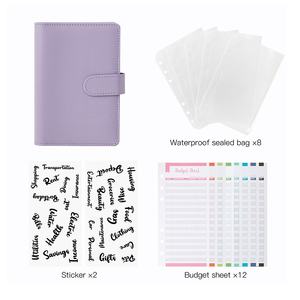 Cubierta de cuero Pu personalizada A6 con pegatinas de sobres, cuadernos de hojas sueltas, carpeta de anillos, planificador de dinero en efectivo, sistema económico - Product Image 1