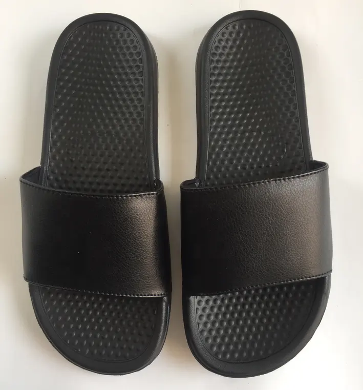 Chinelos pretos unissex, chinelos deslizantes esportivos personalizáveis para o verão
