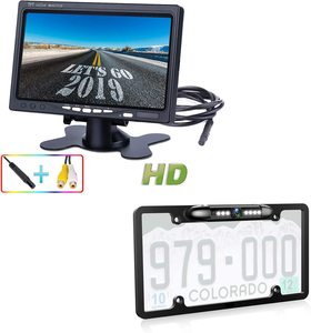 Two Video <strong>Inputs</strong> V1/V2 Car Rear View System HD License Plate <strong>Backup</strong> Camera and 7 Inch LCD <strong>Monitor</strong> Kit for RV, Truck, Pickup, Van - Product Image 2