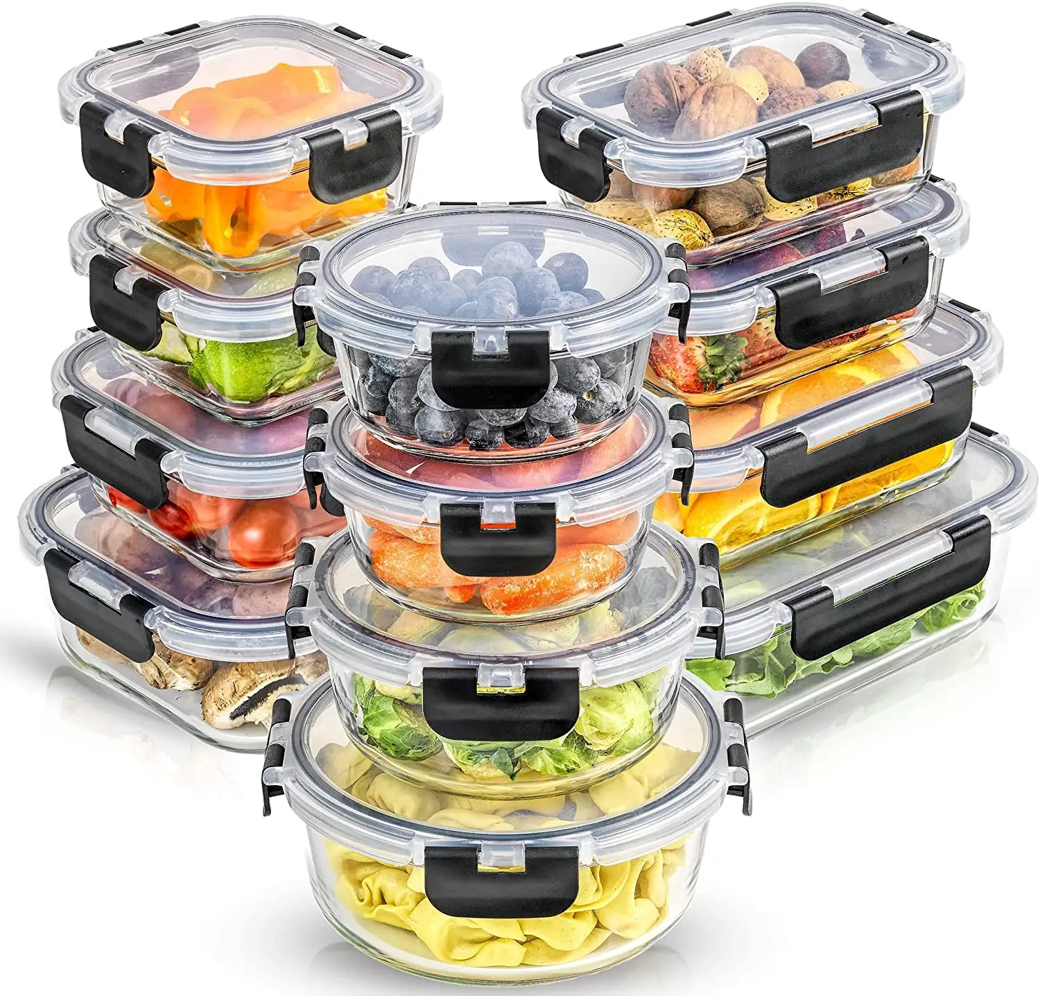 Caixa de armazenamento de alimentos retangular, caixa de vidro do almoço do escritório conjuntos com tampas à prova de vazamento