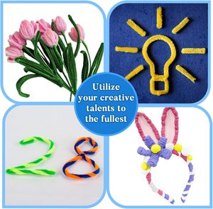 Chenille multicolor chenille גבעולי צינורות ניקוי בד בעבודת יד עבור ילדים צעצועים חינוכיים מעוותות מקלות מפוצצים