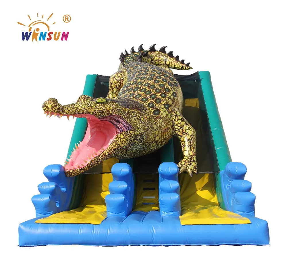 Feio crocodilo inflável slides jogos, feroz de ar inflável seca slide equipamentos passeios