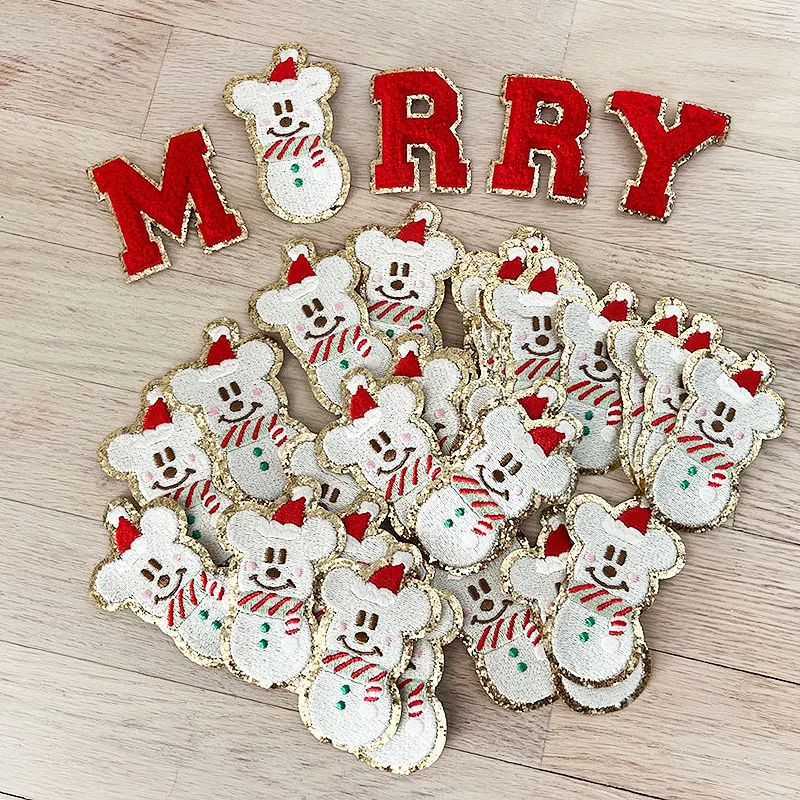 Weihnachten Mickey Minnie Santa Hut Mode niedlichen Chenille Stickerei Patches