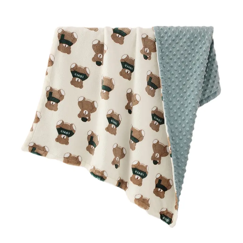 2024 Schneller Versand Custom Design Minky Dot Doppels ch ichten Personal isierte Baby Fleece Decken für Neugeborene