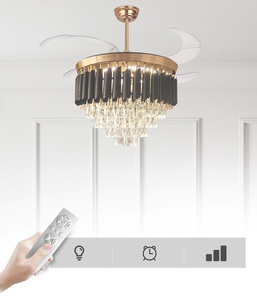 可调光隐形伸缩式吊灯LED风扇户外和遥控低瓦不锈钢吊扇带灯 - Product Image 4
