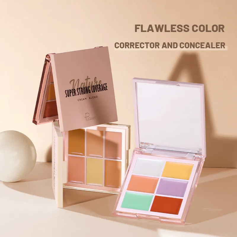 Cosmétiques de marque privée visage maquillage OEM sans cruauté texture lisse palette d'anti-cernes imperméable à l'eau maquillage quotidien à six couleurs