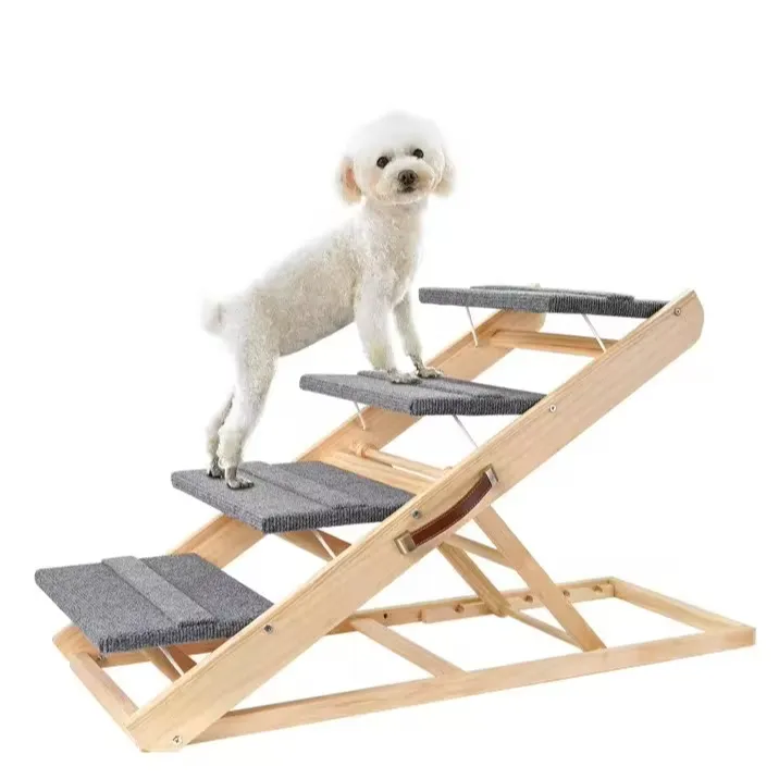 Escalier pour chien 3 niveaux hauteur réglable rampe pour animaux de compagnie antidérapant épaissir tapis échelle pour animaux de compagnie rampe pour chien en bois escalier pour chien chat camion voiture