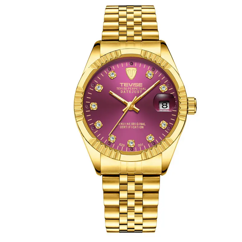 TEVISE-629 сверла Мужские механические часы Автоматическая Дата Бриллиантовый дизайн модные бизнес мужские наручные часы