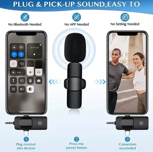 Chất lượng cao không dây Lavalier <span class=keywords><strong>Microphone</strong></span> 3 trong 1 với sét USB C cắm điện thoại thông minh máy tính xách tay video streaming và chơi game - Product Image 3
